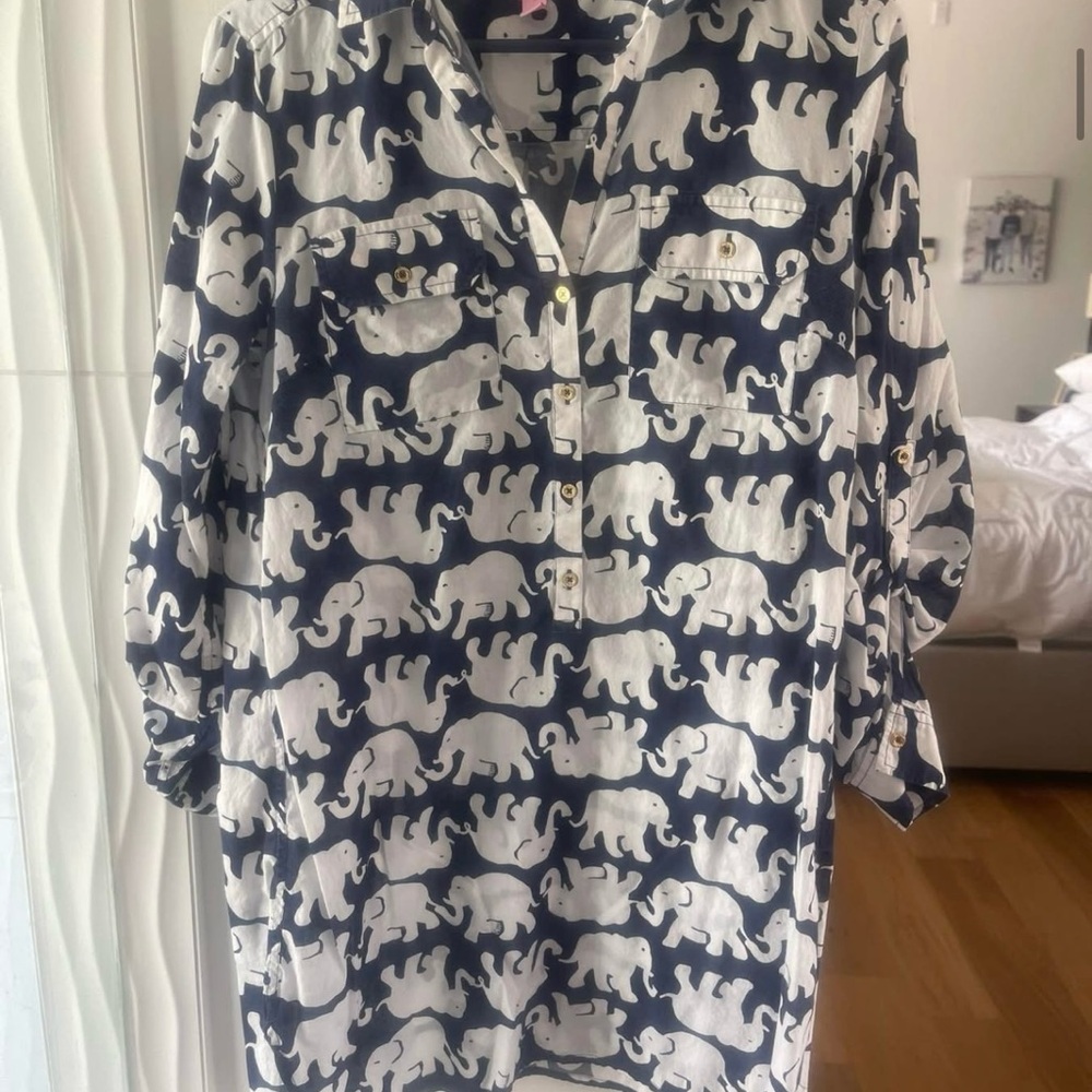 Navy and White Elephant Print Tunic